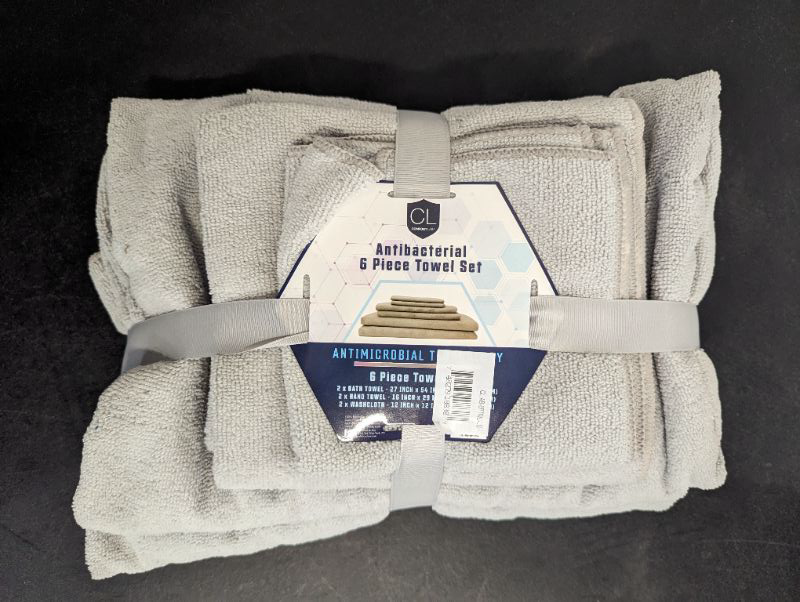 Photo 1 of Comfort Lab - Antibacterial 6 Piece Towel Set - Grey