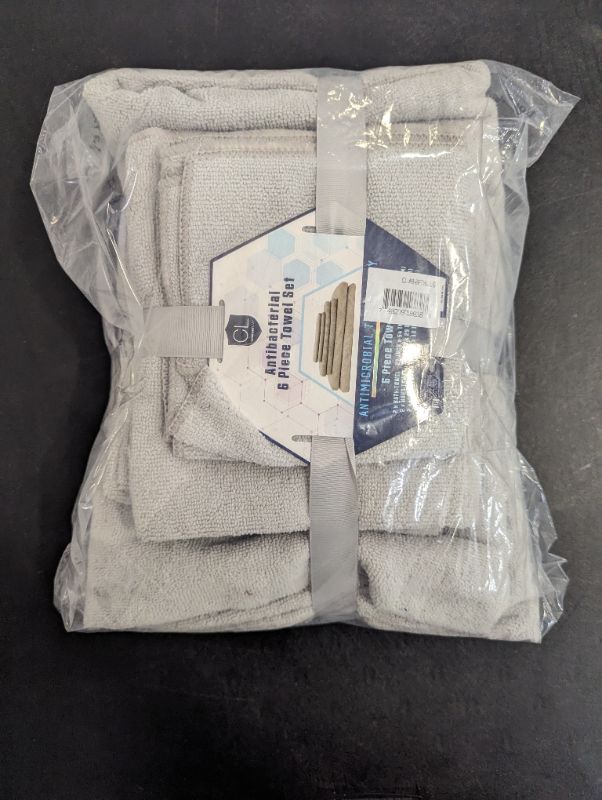 Photo 2 of Comfort Lab - Antibacterial 6 Piece Towel Set - Grey