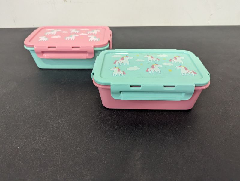Photo 2 of 2 Pack - Clip N Pac - Unicorn Food Storage Containers - Pink/Blue