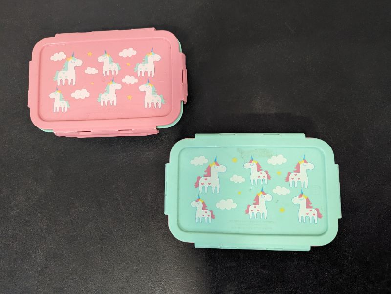 Photo 1 of 2 Pack - Clip N Pac - Unicorn Food Storage Containers - Pink/Blue