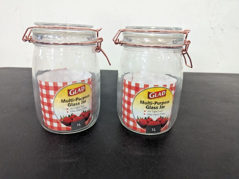 Photo 2 of SEE PHOTOS** - Glad - 2 Pack - Multi-Purpose Glass Jar - 1L - Air Tight Lock - stock photo to show product