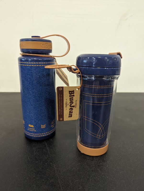 Photo 2 of 2 Pack - Blue Jean Collection by ClipPac - 2 Water Bottles - Indigo