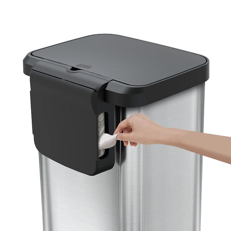 Photo 3 of Glad Stainless Steel Step Trash Can with Clorox Odor Protection | Large Metal Kitchen Garbage Bin with Soft Close Lid, Foot Pedal and Waste Bag Roll Holder, 20 Gallon, Stainless
