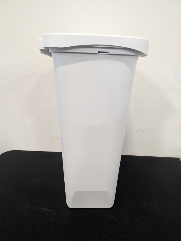 Photo 4 of Glad 13 Gallon Trash Can | Plastic Kitchen Waste Bin with Odor Protection of Lid | Hands Free with Step On Foot Pedal and Garbage Bag Rings, 13 Gallon, White
