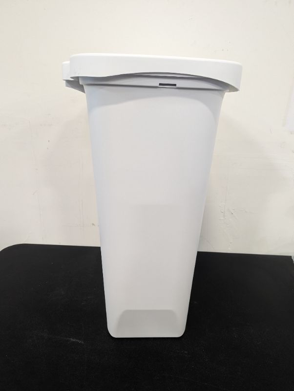 Photo 1 of Glad 13 Gallon Trash Can | Plastic Kitchen Waste Bin with Odor Protection of Lid | Hands Free with Step On Foot Pedal and Garbage Bag Rings, 13 Gallon, White
