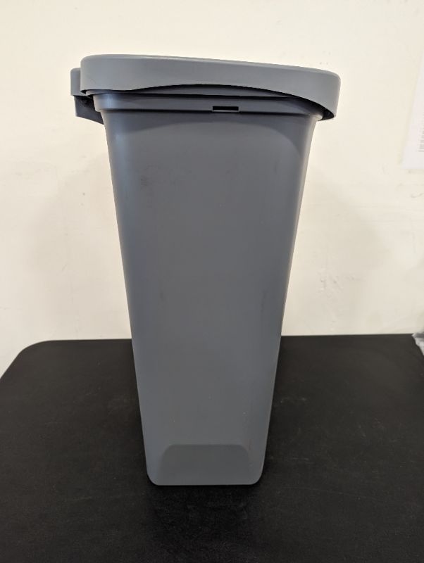 Photo 5 of Glad Trash Can | Plastic Kitchen Waste Bin with Odor Protection of Lid | Hands Free with Step On Foot Pedal and Garbage Bag Rings, 13 Gallon, Grey
