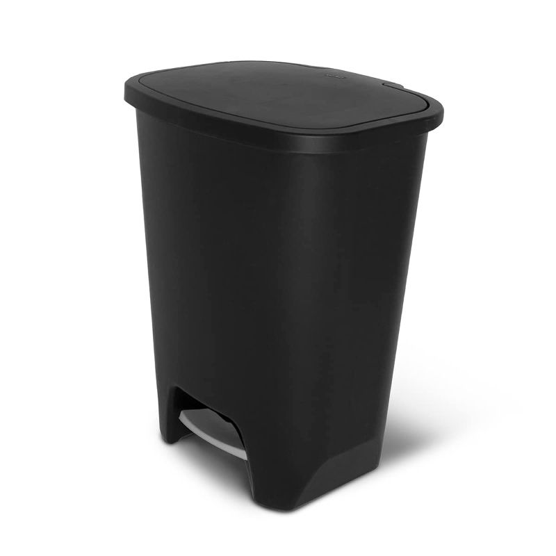Photo 1 of Glad 20 Gallon Trash Can - Plastic Kitchen Waste Bin with Odor Protection of Lid - Hands Free with Step On Foot Pedal and Garbage Bag Rings, Black
