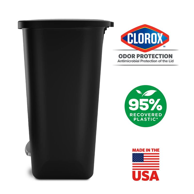 Photo 2 of Glad 20 Gallon Trash Can - Plastic Kitchen Waste Bin with Odor Protection of Lid - Hands Free with Step On Foot Pedal and Garbage Bag Rings, Black
