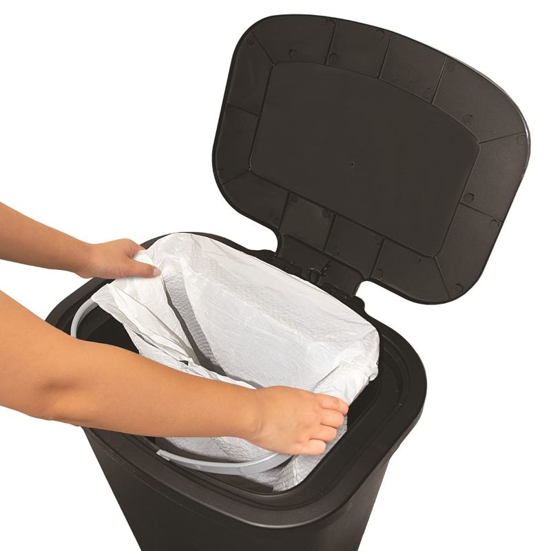 Photo 3 of Glad 20 Gallon Trash Can - Plastic Kitchen Waste Bin with Odor Protection of Lid - Hands Free with Step On Foot Pedal and Garbage Bag Rings, Black
