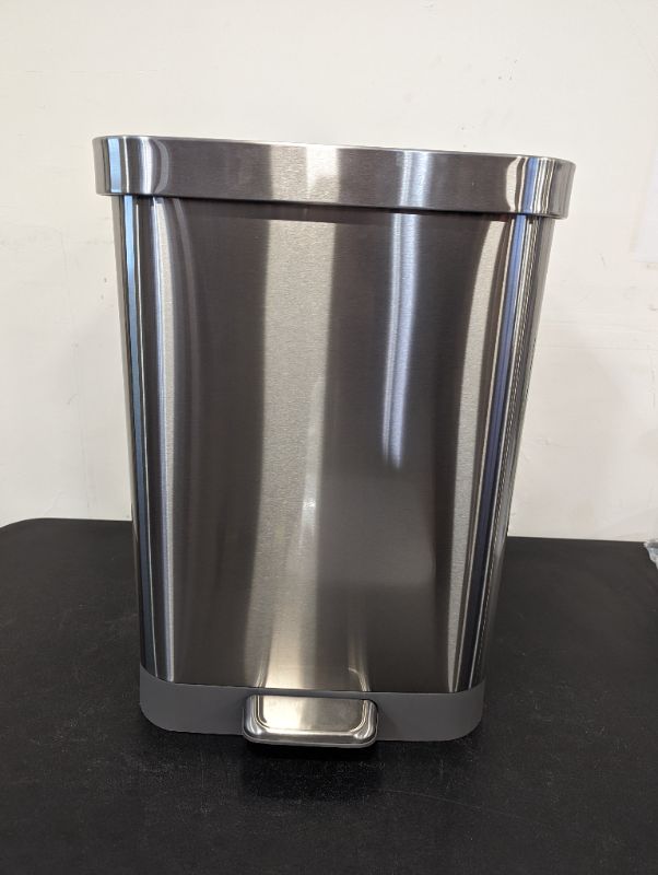 Photo 1 of Glad Stainless Steel Step Trash Can with Clorox Odor Protection | Large Metal Kitchen Garbage Bin with Soft Close Lid, Foot Pedal and Waste Bag Roll Holder, 13 Gallon, All Stainless
