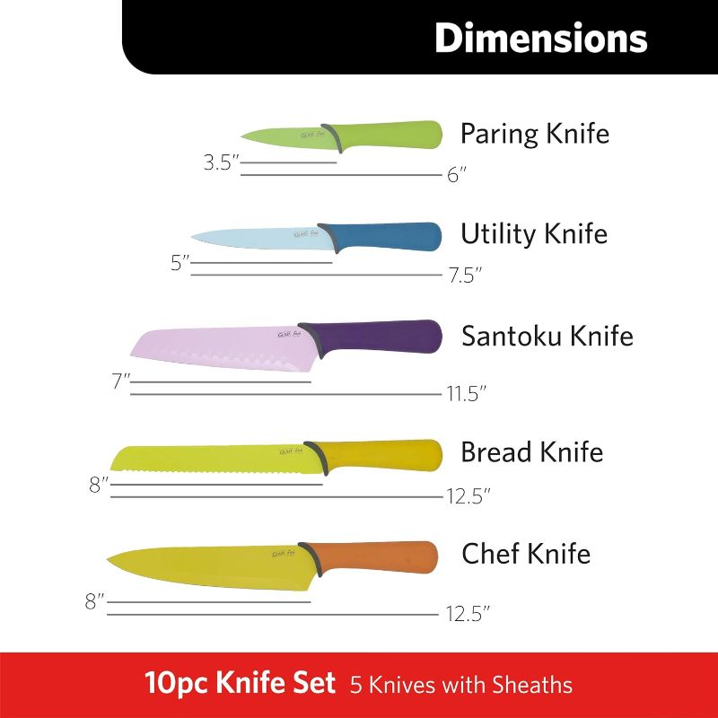 Photo 3 of GLAD Knife Set for Kitchen – Stainless Steel Chef Knives with Sheaths | Sharp Colored Blades with Non-Slip Handles | Assorted Nonstick Cooking Essentials for Home
