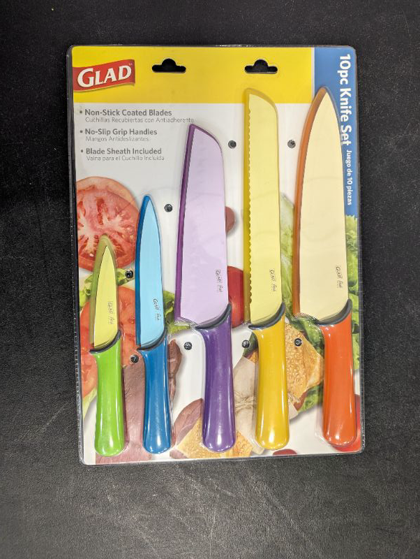 Photo 1 of GLAD Knife Set for Kitchen – Stainless Steel Chef Knives with Sheaths | Sharp Colored Blades with Non-Slip Handles | Assorted Nonstick Cooking Essentials for Home
