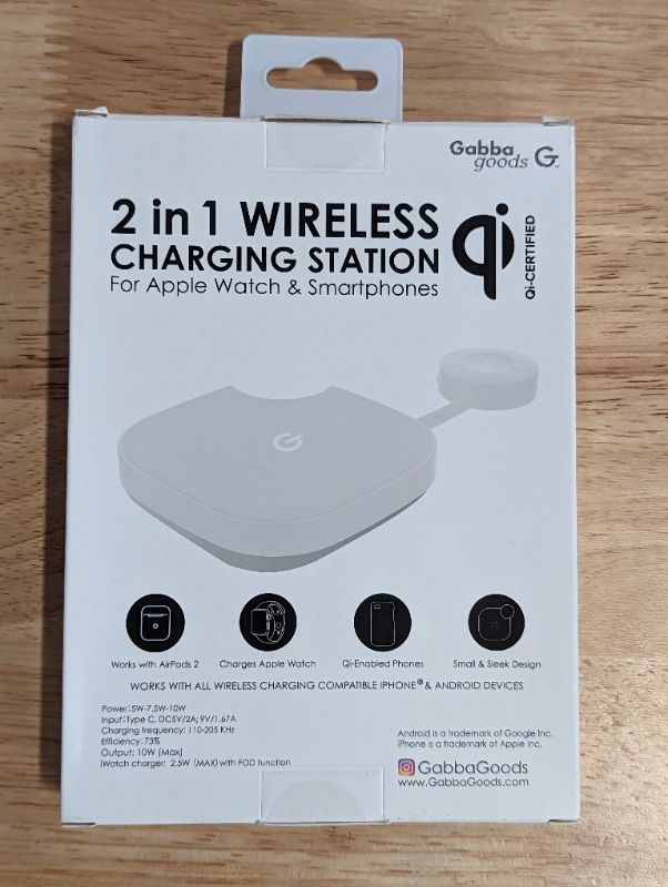 Photo 5 of Gabba Goods - Dual Wireless Charging Station For Phone And Smart Watch - White
