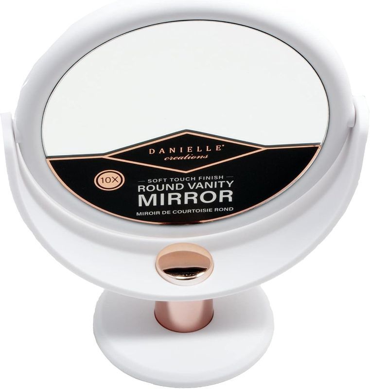 Photo 1 of Danielle Creations Metallic Soft Touch Vanity Mirror X10 Magnifying - White & Rose Gold
