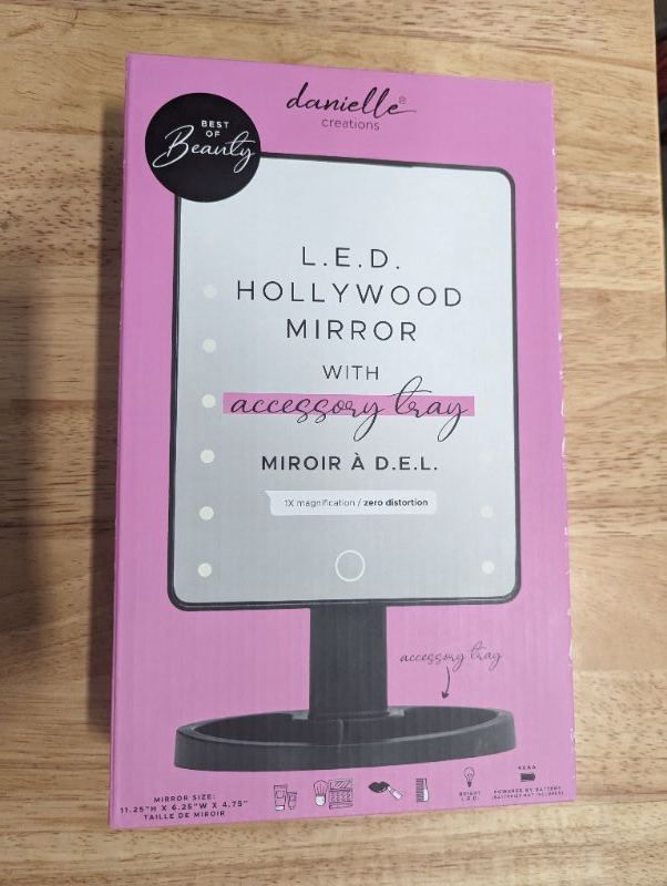 Photo 2 of Danielle Creations - LED Lighted Hollywood Mirror with Accessory Tray - Black 