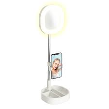 Photo 1 of Gabba Goods Mirror Selfie Ring Light for Girls 3 Modes, Universal Phone Holder Extends to 22.5in, Foldable - White
