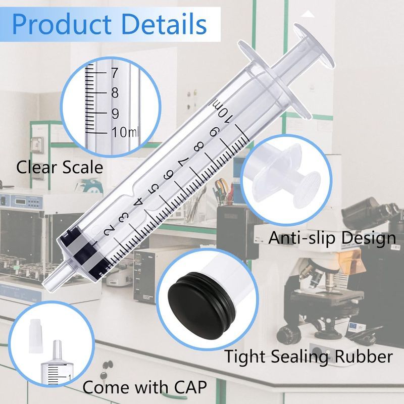 Photo 3 of BH Supplies 10ml Luer Slip Tip Syringes (No Needle) 5PCS - Sterile, Individually Wrapped - 5 Syringes
