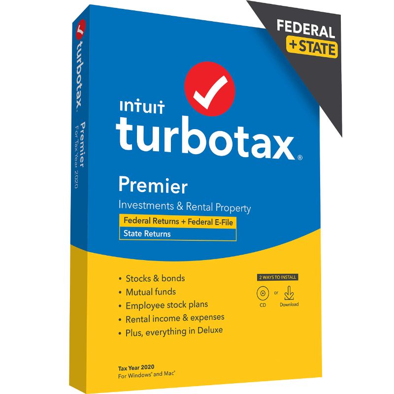 Photo 1 of [Old Version] TurboTax Premier 2020 Desktop Tax Software, Federal and State Returns + Federal E-file [Amazon Exclusive] [PC/Mac Disc]