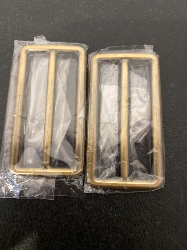 Photo 1 of CRAFTMEMORE 2 Inch Metal Slide Buckle Bag Belt Strap Keeper Slider Triglide Adjuster Purse Making Accessories 2 pcs SCSL (2 Inches Slider, Brushed Brass)
