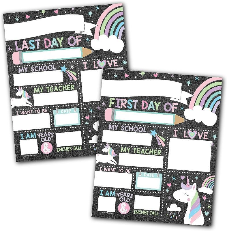 Photo 1 of 10-Cardstock-First and Last Day of School-Board-for Kids First Day of School-Board-Unicorn - Back to School Signs for Kids First Day of School-Board-Girl