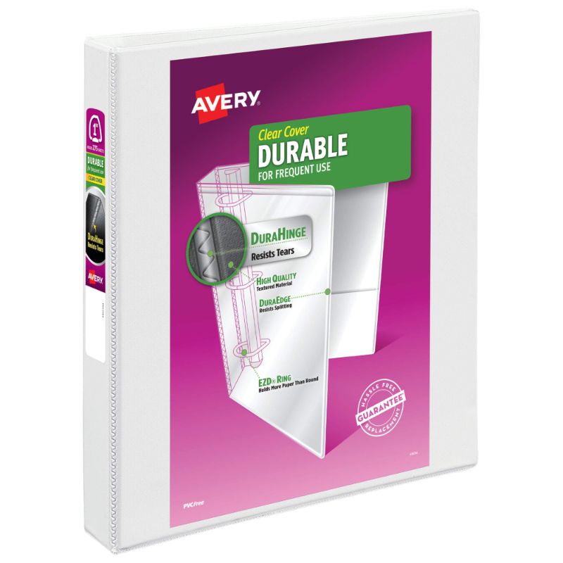 Photo 1 of Avery Durable View 3 Ring Binder, 1 Inch EZD Rings, 1 White Binder (09301) 1" 3Pack
