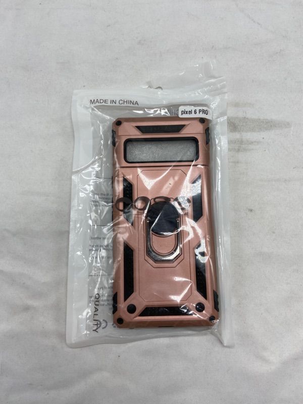 Photo 1 of IKAZZ Suitable for Google Pixel 6 Pro Case,Military Grade Shockproof Heavy Duty Protective Phone Case Pass 16ft Drop Test with Magnetic Kickstand Holder for Google Pixel 6 Pro Rose Gold
