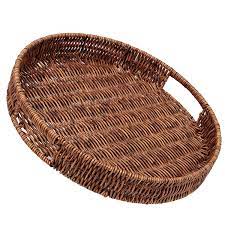 Photo 1 of SEDISON Rattan Tray 13.8 inch / 35cm Hand Woven Wicker Tray for Coffee Table Home Kitchen Decorative, Large Rattan Serving Tray
