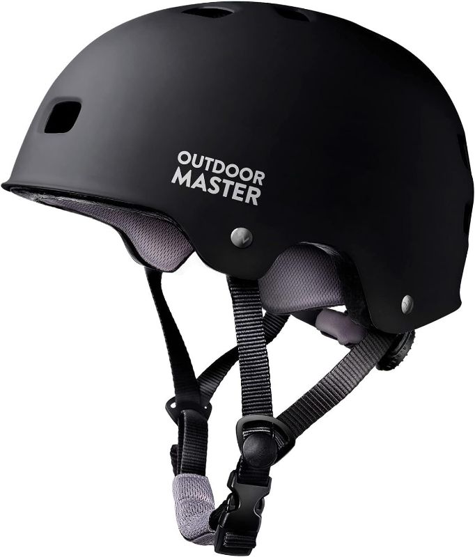 Photo 1 of OutdoorMaster Skateboard Cycling Helmet - Two Removable Liners Ventilation Multi-Sport Scooter Roller Skate Inline Skating Rollerblading for Kids, Youth & Adults - Black, XL
