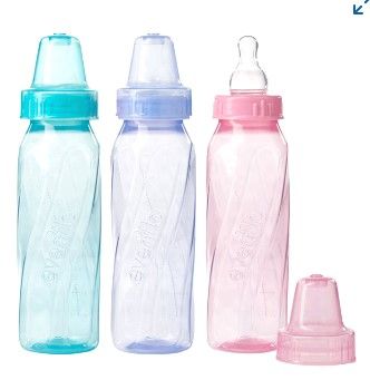 Photo 2 of Evenflo Feeding Classic Tinted Plastic Standard Neck Bottles for Baby, Infant and Newborn, Variety Colors/Unisex, 8 Ounce (Pack of 12)