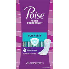 Photo 1 of Poise Ultra Thin Incontinence Pads & Postpartum Incontinence Pads, 6 Drop Ultimate Absorbency, Long Length, Pack of 26