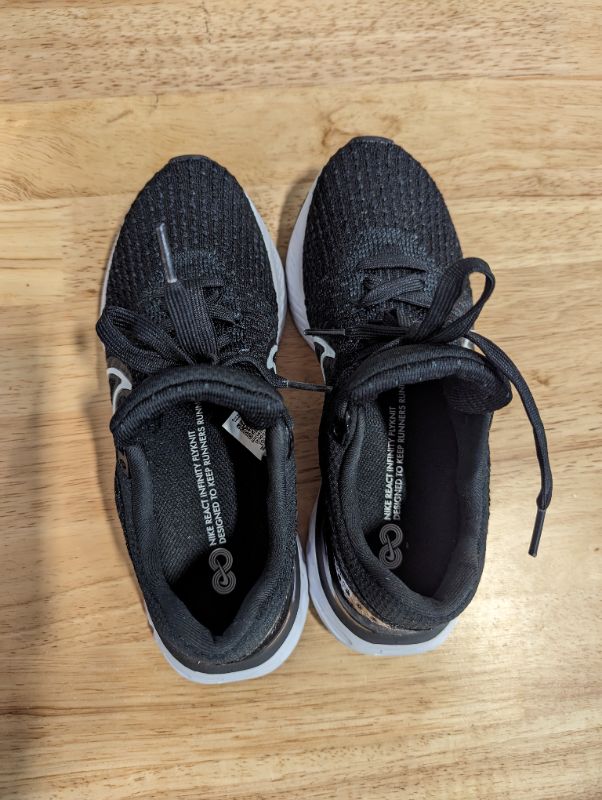 Photo 4 of Nike React Infinity Flyknit Running Shoes - Nike Women's Running Shoes - Black/White, Size 7.5
