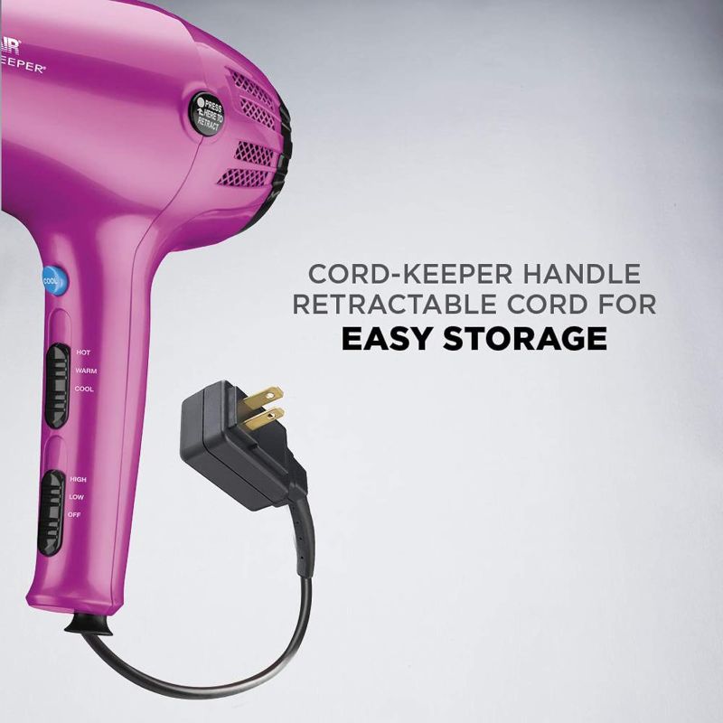 Photo 2 of Conair Hair Dryer with Retractable Cord, 1875W Cord-Keeper Blow Dryer
