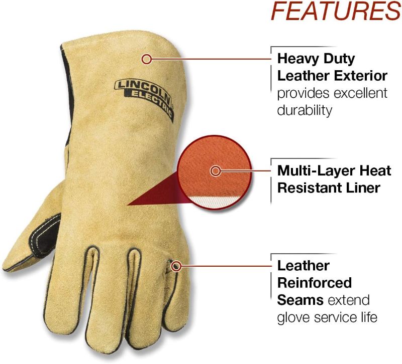 Photo 2 of Lincoln Electric Heavy Duty MIG/Stick Welding Gloves | Heat Resistant & Durabilty | Large | K4082-L Large