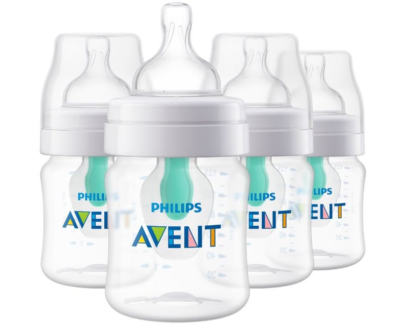 Photo 1 of Philips Avent Anti-Colic Baby Bottles with AirFree Vent, 4oz, 4pk, Clear, SCY701/04 Clear 4 Pack 4oz Bottle