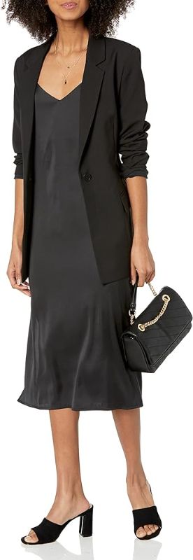 Photo 3 of The Drop Women's Ana Silky V-Neck Midi Slip Dress, X-Large - Black