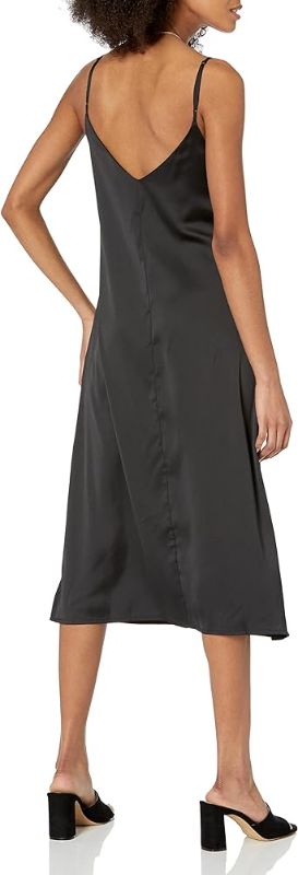 Photo 2 of The Drop Women's Ana Silky V-Neck Midi Slip Dress, X-Large - Black