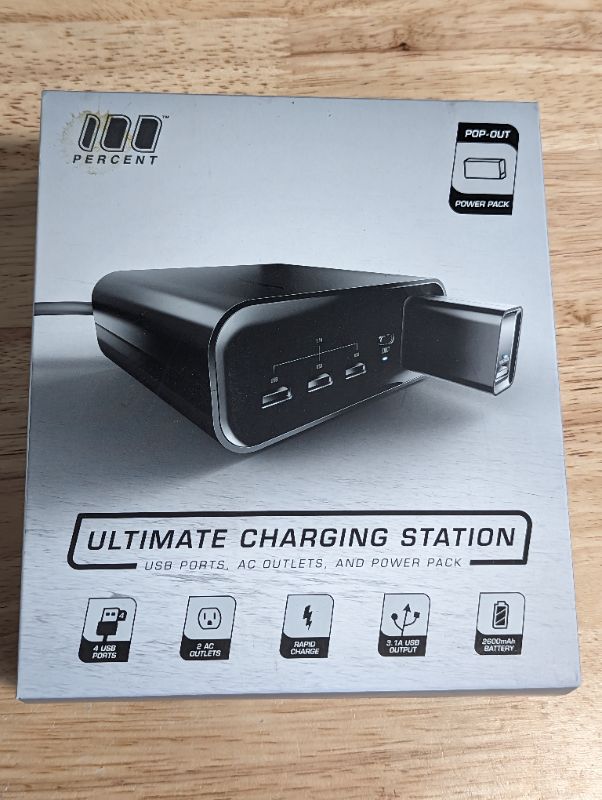 Photo 2 of 100 PERCENT MPU901 Wall Charging USB Station With Portable Battery that Slides Out, On-The-Go USB Power Pack