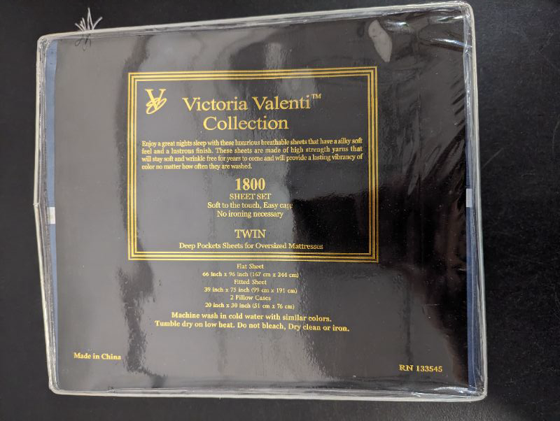 Photo 5 of Victoria Valenti Embossed Sheet Set with TWO Pillow Cases, Double Brushed and Ultra Soft with Deep Pockets for Extra Deep Mattress, Microfiber, TWIN - Navy - **stock photo for reference, Twin set only has 2 pillow cases**
