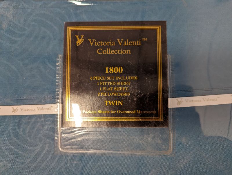 Photo 4 of Victoria Valenti Embossed Sheet Set with TWO Pillow Cases, Double Brushed and Ultra Soft with Deep Pockets for Extra Deep Mattress, Microfiber, TWIN - Dark Teal - **stock photo for reference, Twin set only has 2 pillow cases**
