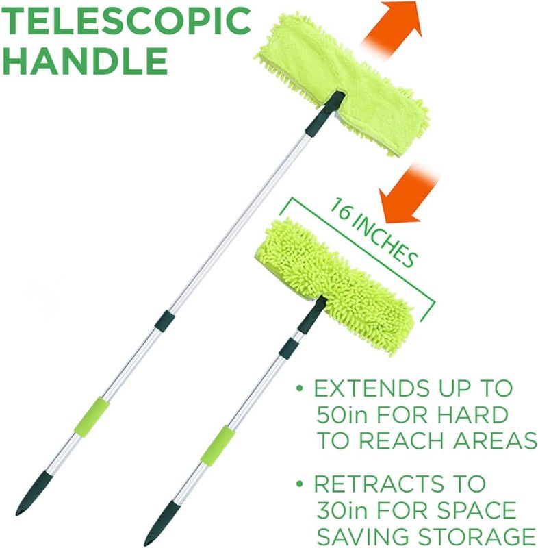Photo 2 of Pine-Sol Telescopic Microfiber Dry/Wet Mop – Dust Mopping for Cleaning Hardwood Floors, Tile, Laminate | Swivel Sweeper with Washable Pad and Extendable Metal Handle
