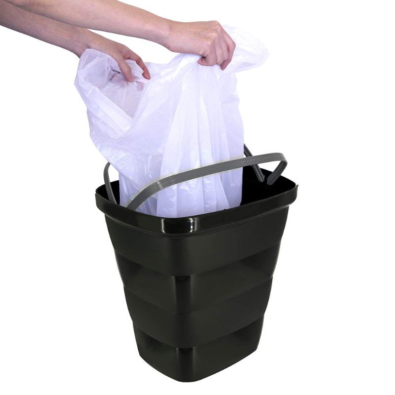 Photo 3 of Glad Metro Waste Bin with Bag Ring | Black Garbage Container, 14L
