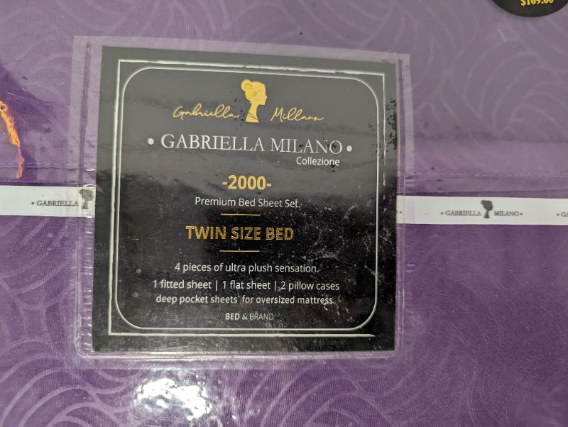 Photo 3 of Gabriella Milano Collezione - 2000 Premium Bed Sheet Set - 4pcs - Twin - Purple
**STOCK PHOTO TO SHOW COLOR AND CONTENTS, SEE PHOTOS FOR ACTUAL PRODUCT AND STYLE**