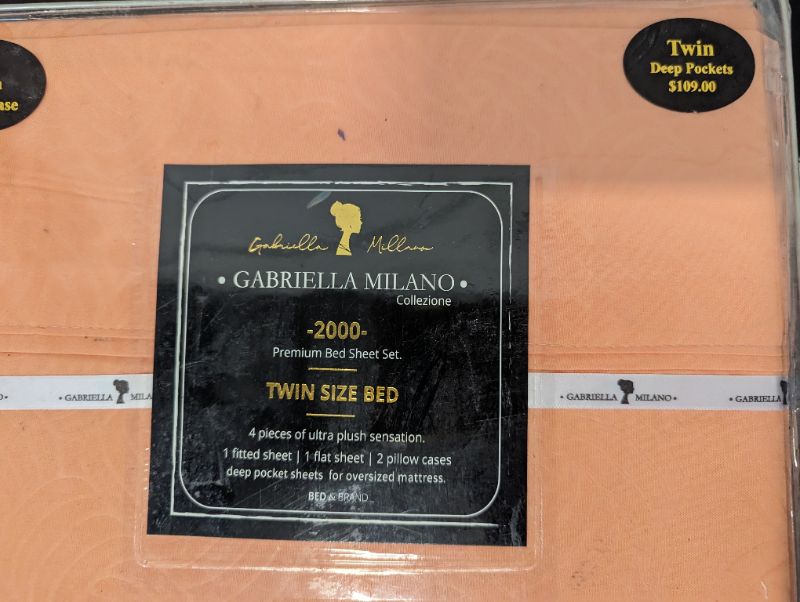Photo 3 of Gabriella Milano Collezione - 2000 Premium Bed Sheet Set - 4pcs - Twin - Pale Orange
**STOCK PHOTO TO SHOW COLOR AND CONTENTS, SEE PHOTOS FOR ACTUAL PRODUCT AND STYLE**