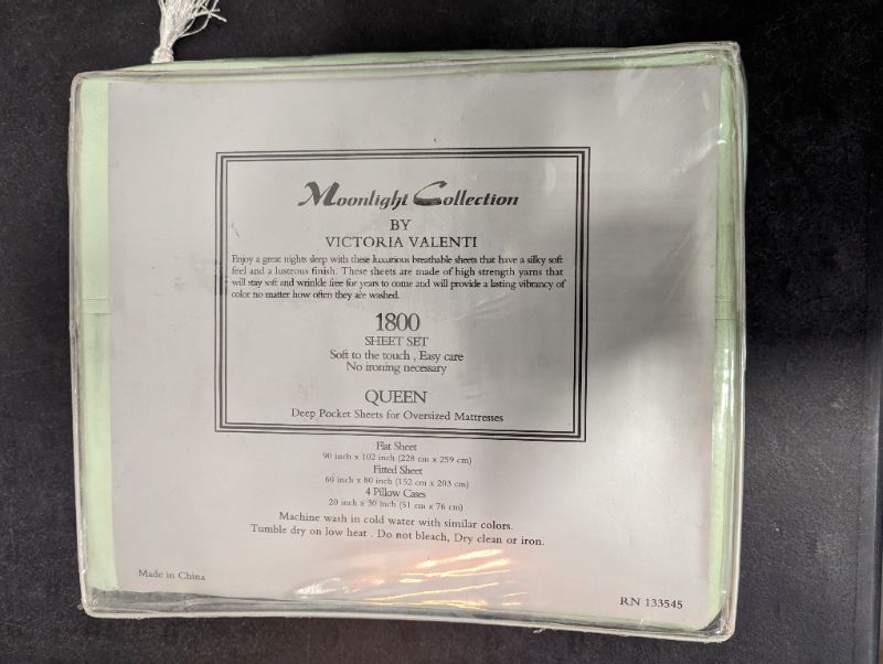 Photo 6 of Moonlight Collection by Victoria Valenti - Sheet Set with 4 Pillow Cases, Double Brushed and Ultra Soft with Deep Pockets for Extra Deep Mattress, Microfiber, Queen - Mint

