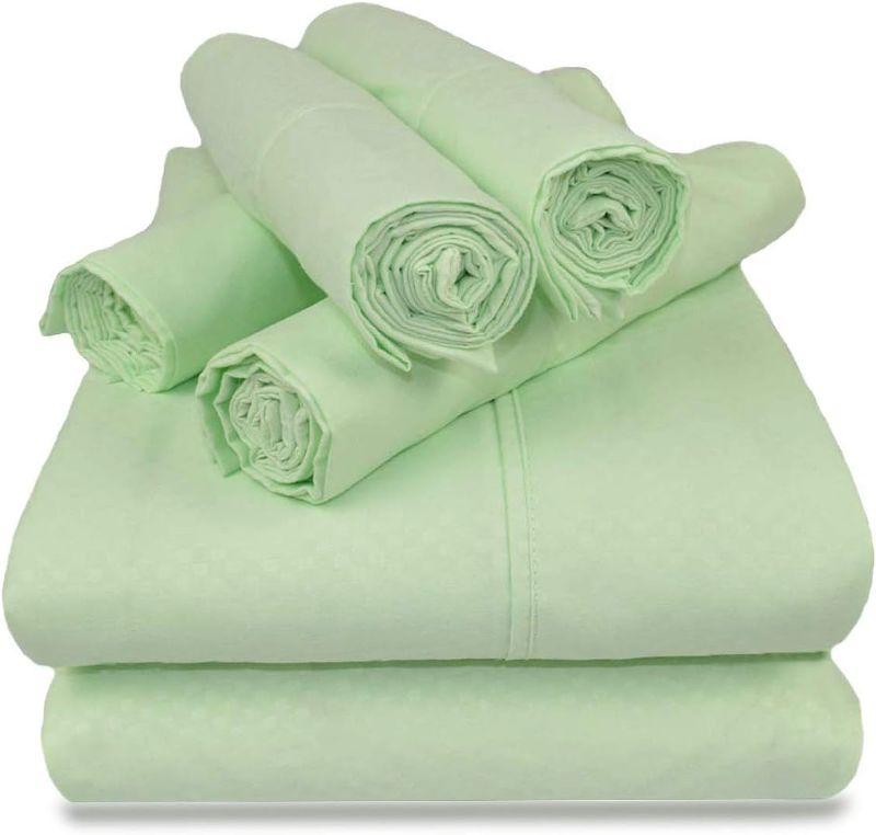 Photo 2 of Moonlight Collection by Victoria Valenti - Sheet Set with 4 Pillow Cases, Double Brushed and Ultra Soft with Deep Pockets for Extra Deep Mattress, Microfiber, Queen - Mint
