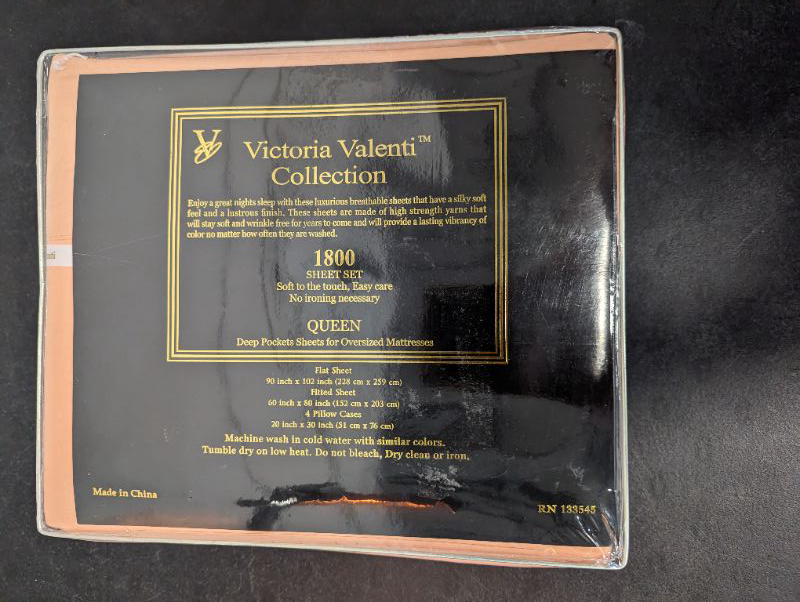 Photo 6 of Victoria Valenti Embossed Sheet Set with 4 Pillow Cases, Double Brushed and Ultra Soft with Deep Pockets for Extra Deep Mattress, Microfiber, Queen - Coral

