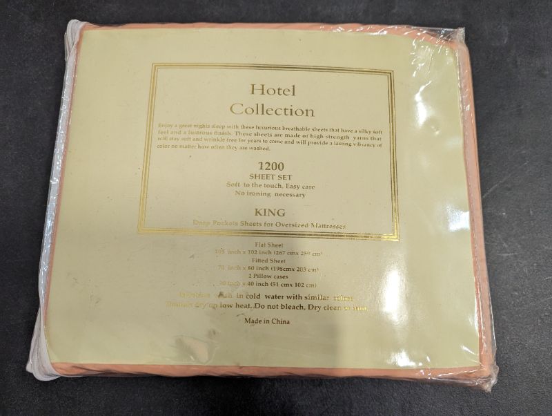 Photo 6 of Hotel Collection - 1200 Sheet Set, 4pcs - King, Coral 