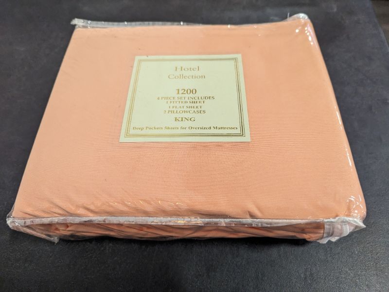 Photo 4 of Hotel Collection - 1200 Sheet Set, 4pcs - King, Coral 