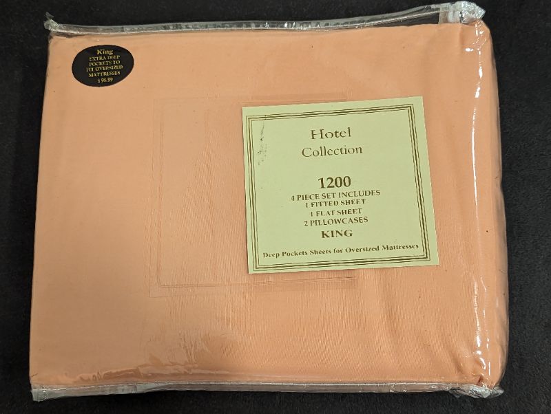 Photo 3 of Hotel Collection - 1200 Sheet Set, 4pcs - King, Coral 