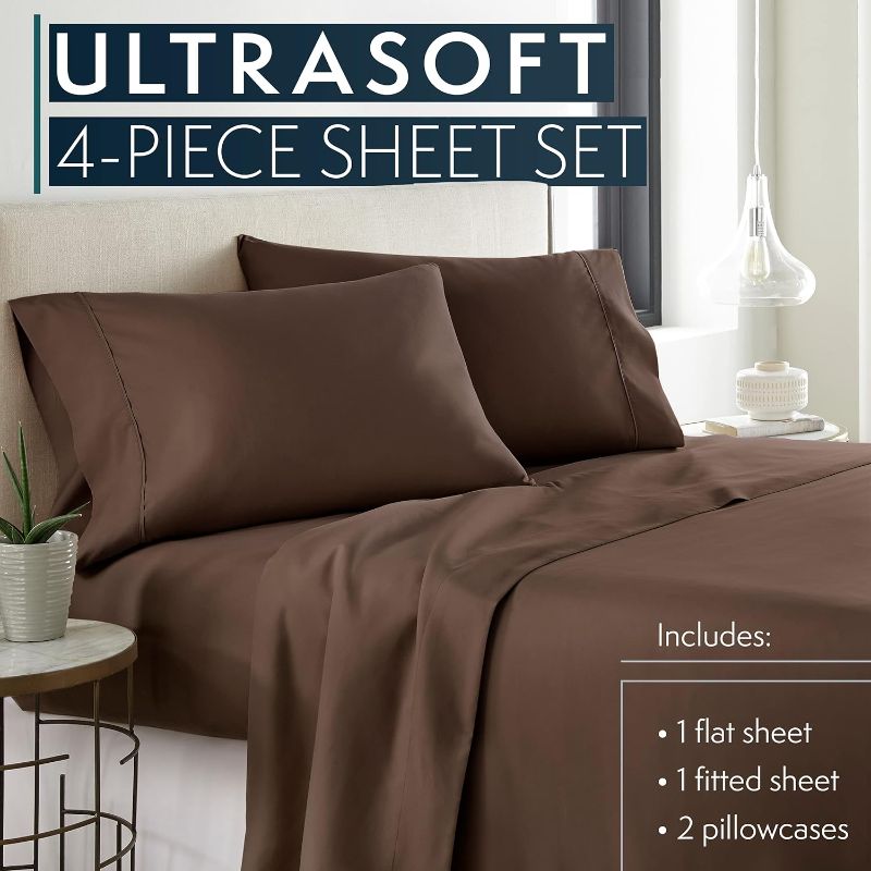 Photo 2 of Royal Mystique Collection - 1800 Sheet Set - 4pc - King - Brown